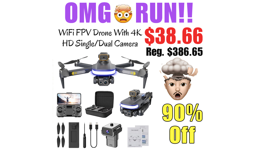 WiFi FPV Drone With 4K HD Single/Dual Camera Only $38.66 Shipped on Amazon (Regularly $386.65)