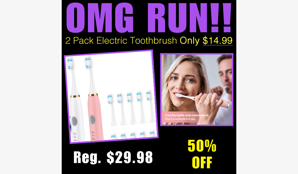 2 Pack Electric Toothbrush Only $14.99 Shipped on Amazon (Regularly $29.98)