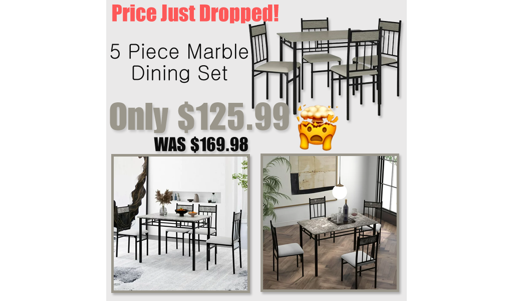 5 Piece Marble Dining Set Just $125.99 Shipped on Walmart.com (Reg. $169.98)