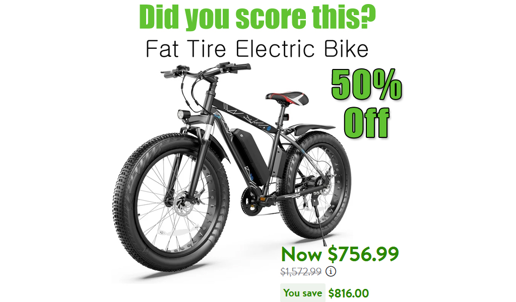 Fat Tire Electric Bike for Adults Just $756.99 Shipped on Walmart.com (Reg. $1,572.99)