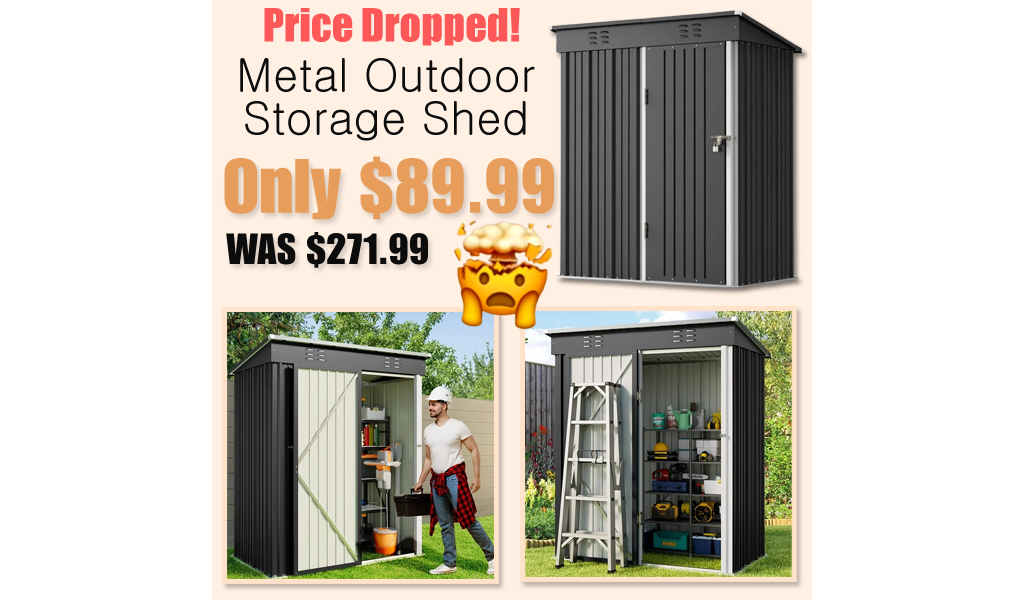 5'x 3' Metal Outdoor Storage Shed ONLY $89.99 (REG $271.99)