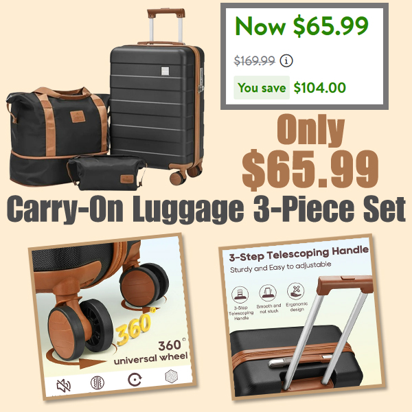 Carry-On Luggage 3-Piece Set Just $59.99 Shipped on Walmart.com (Reg. $170)
