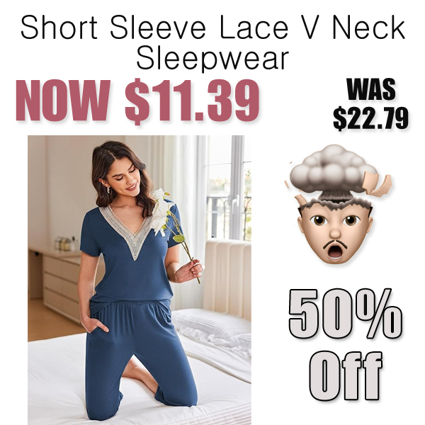 Short Sleeve Lace V Neck Sleepwear Only $11.39 Shipped on Amazon (Regularly $22.79)