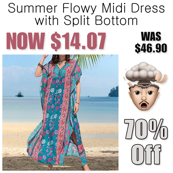 Summer Flowy Midi Dress with Split Bottom Only $14.07 Shipped on Amazon (Regularly $46.90)